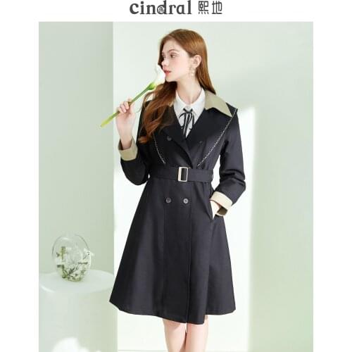 2021 Spring New Black Windbreaker Womens Mid-length Style Temperament to Fight for the Waist, This Years Popular Jacket Tide