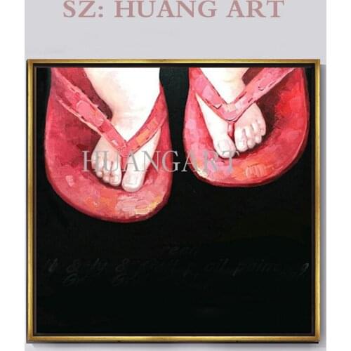 Original still life frameless painting hand-painted modern abstract knife red shoes feet little sitting room sofa wall decoratio
