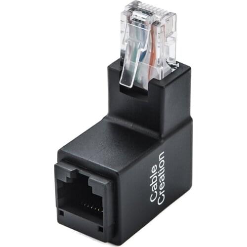 Cat5e/Cat6 Up Angle Ethernet Adapter, 90 Degree and 270 Degree RJ45/ 8P8C Ethernet Female to RJ45/ 8P8C Male Adapter