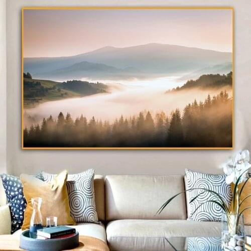 Nature Scenery Mountain Forest Landscape Canvas Painting Wall Art Prints and Posters Wall Art Pictures for Living Room Cuadros