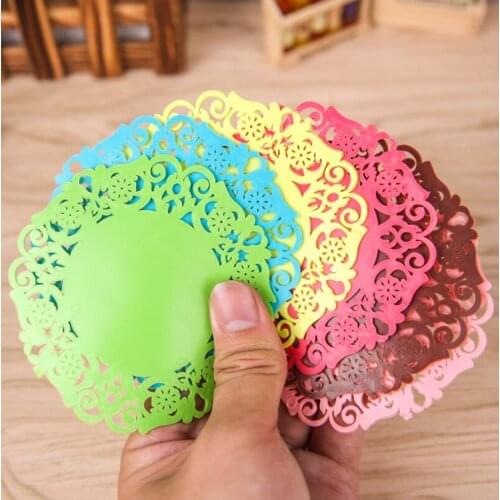 Home Table Coffee Coaster Flower Shaped Beautiful Silicone Round Heat Resistant Cup Mat Cushion Placemat LX4773