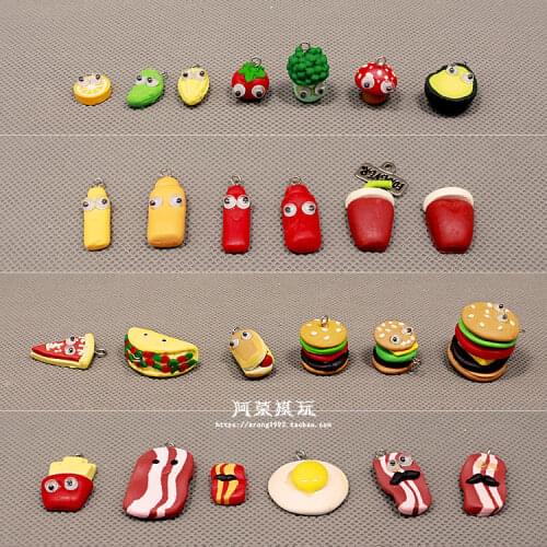 Polymer Clay Candy Toy Mini DIY Hand Made Doll Hamburg Hot Dog Bacon Corn Shiitake Mushrooms Food Model Kids Toys Home Decor