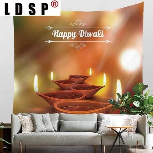 LDSP Happy Diwali Festive Tapestry Hanging Covering Rugs Background Cloth Beach Mat Blanket Art Bedroom Living Home Decor