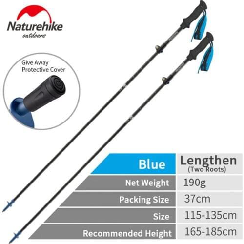 Naturehike 175g Carbon Fibre High Toughness 5-Section Fold Walking Stick Externally Locked Trekking Pole Telescopic Hiking Stick