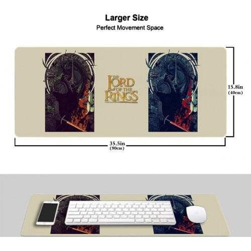 Lotrs Movie Rings Rubber Mouse Durable Mousepad HD Printing Computer Gamers Locking Edge Mouse Pad XXL 90x40cm Keyboard Desk Pad