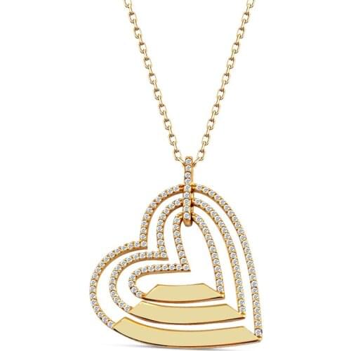 Name Post 3 Heart Silver Necklace DN184