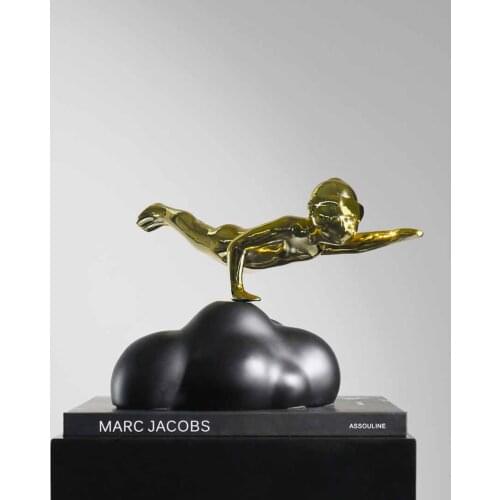 Modern Soft Decorations Resin Crafts Figurines Somersault Cloud Flying Monkey Sculpture Sales Office Home Living Room Decoration