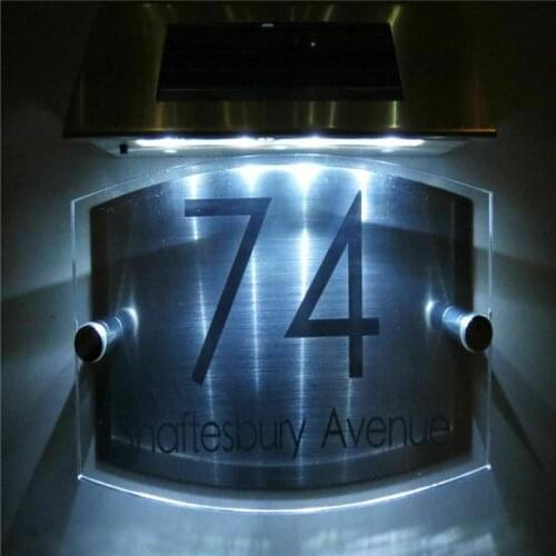 Modern illuminated house numbers led address numbers number house solar Solar House Sign Plaque Door Number 1-99 Street Name LED