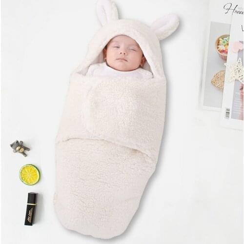 Baby Sleeping Bag 2021 Autumn Winter New Newborn Baby Lamb Round Legs Big Ears Sleeping Bags Thickened Swaddle Quilt 0-6 MonthS