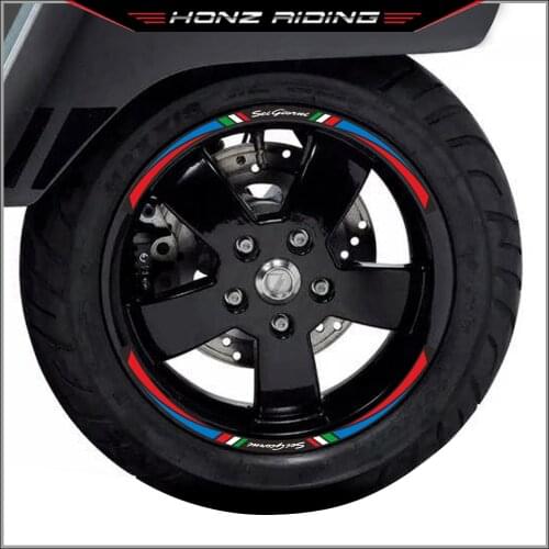 For Piaggio Vespa GTS 300 Sei Giorni II Edition Rim Decals Scooter 12" Wheel Reflective Sticker Set