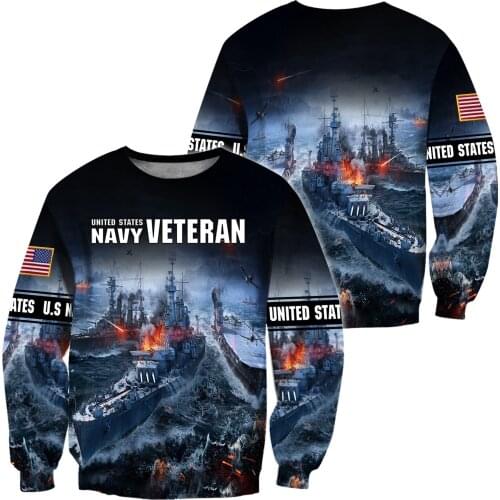 USA Navy Veteran Warship 3D All Print Plus Hoodie Man Women Harajuku Outwear Zipper Pullover Sweatshirt Casual Unisex Jacket