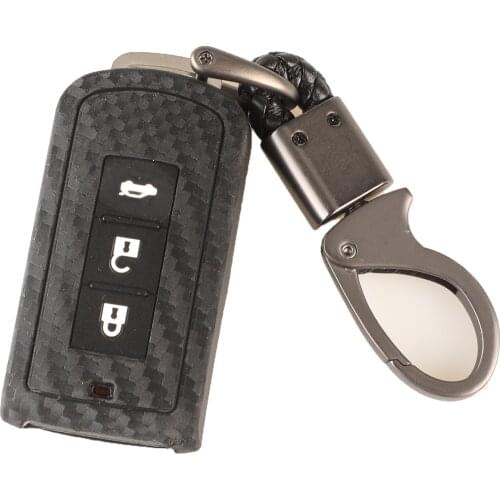 Kutery 5PCS/LOT For Mitsubishi Protecor 3 ButtonsCarbon Fiber Silicone Smart Remote Car Key Case Cover Replacement