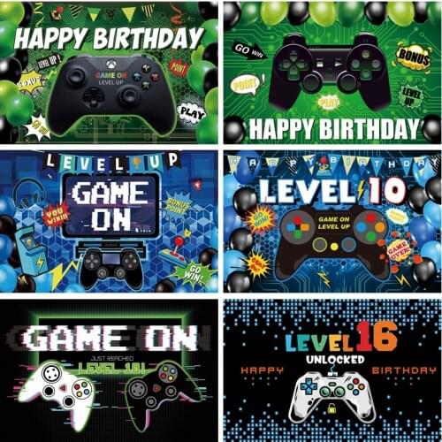 Yeele Balloon Gamepad Game On Level Up Play Baby Shower Boy Birthday Party Backdrop Photography Background Photophone Photocall