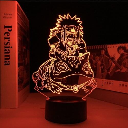 Japanese Anime Figure Jiraiya 3D LED Night Light Birthday Gift for Kids Child Bedroom Decoration Lighting Bedside Table 3D Lamp