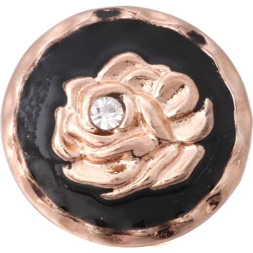 10pcs/lot New Snap Jewelry Rose Gold Rose Flower Metal Snap Buttons Jewelry Findings fit 18mm Snap Bracelet Bangle For Women