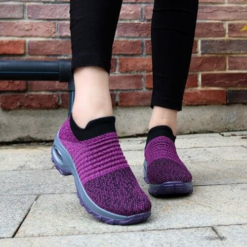 Large Size Platform Big Sole Womens Sneakers Socks Wedge Sports Shoes Woman Running Shoes for Women Basket Sport Purple B-497