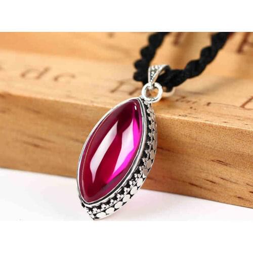 ZHJIASHUN Royal Ruby Pendant Necklace 100% 925 Sterling Silver Gemstones Pendants Jewelry For Women
