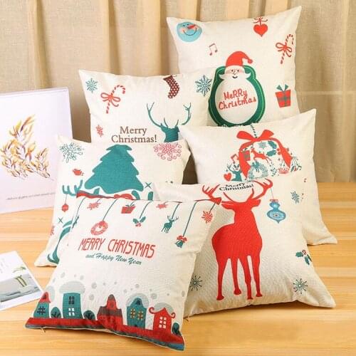 1pc about 45*45cm Lovely Christmas Pillow Cover Xmas Present Christmas decoration Linen Material Pillow Case high quality
