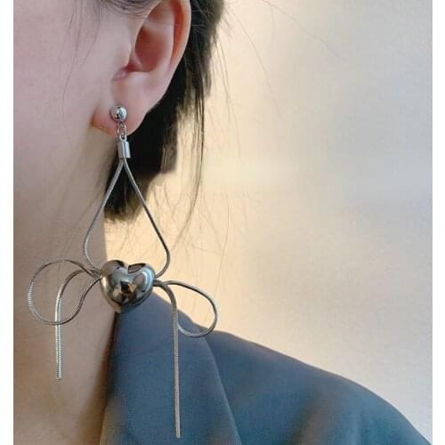 12pcs/lot Love bow dangle earrings fashion personality unique design female high-end earrings for women