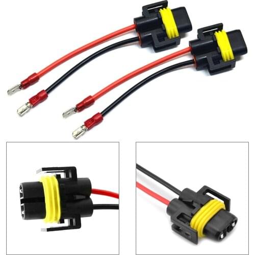 2Pcs Conversion Wire H11 To H11B Two Harness Head Light Pigtail LED Halogen Bulb Plug