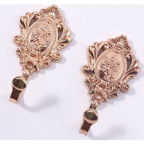 2pcs/1 Set Rose Pattern Vintage Alloy Drapery Curtain Holdbacks Tieback Hooks