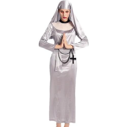 2017 New Womens Nun Halloween Costume For Women Arabic Clothing Sexy Catholic Monk Cosplay Dress Carnaval Costumes Nun Costume
