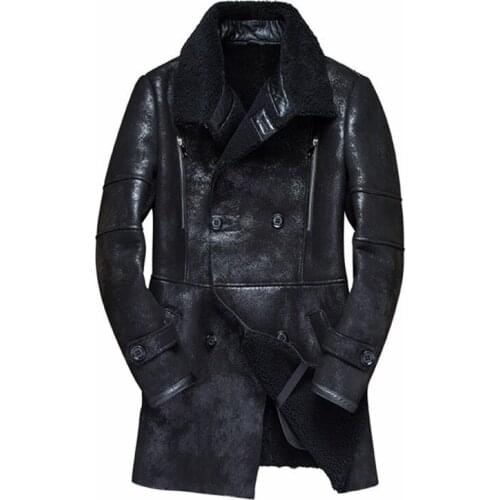 2020 Real Fur Coat Men Sheep Shearing Warm Winter Coat Men Plus Size Wool Jacket for Mens Clothing Veste Homme 7121-1 YY746