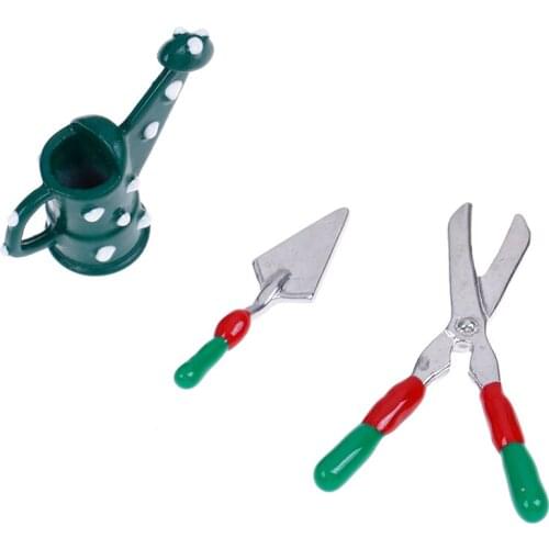 3pcs 1/12 Miniatures Watering Can and Gardening Tools Set for Dolls House Garden Decoration New