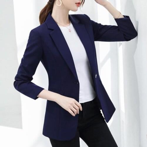 Free Shipping Women Suit Jacket Autumn Korean Versatile Single Button Notched Blazer Feminino Blazers for Women Formal