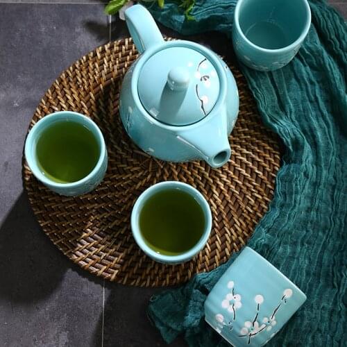 Large capacity Japanese ceramic kungfu tea pot cup drinking set household hot water teacup teapot porcelain teaware