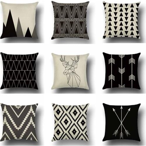 Black and White Cushion Cover Deer Mountain Arrow Sofa Pillow Cases Bedroom Home Decor Car Office Holiday Decorative Accessories