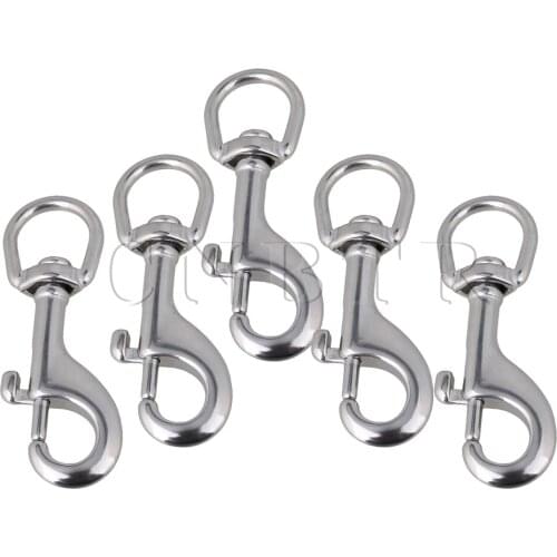 CNBTR 90mm Silver Keychain Strap 304 Stainless Steel Round Swivel Swivel-Eye Bolt Snap Rotate Hook Pack of 5