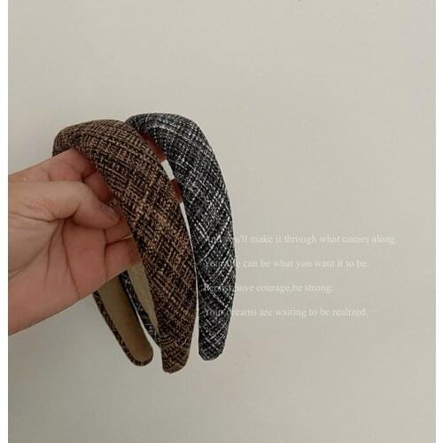 CYGJFC Woman Elegant Hairband Vintage Headband Bezel Lady Headwear Head Hoop Hair Accessories Sweet Plaid Ornaments