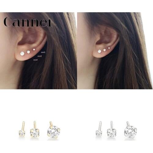1set 925 Sterling Silver Stud Earrings AAAAA Zircon Luxury Charm Rhinestone Fine Jewelry For Women Earrings Round pendientes W4