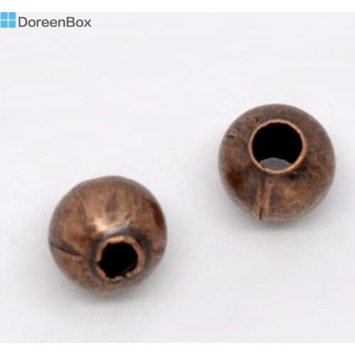 Doreen Box hot- 500 Copper Tone Round Spacer Beads 4mm (B12574)