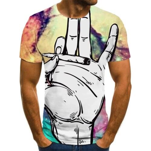 Giyu Brand Galaxy T-shirt Men Hand Funny T shirts Colorful Tshirt Printed Space T-shirts 3d Short Sleeve Punk Rock Casual Tops