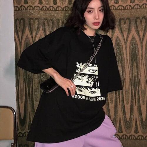 Japanese anime Printed T-shirts Women Summer Shirts for Women Sleeve Graphic Tee Harajuku Crew Neck streetwear album clothes tee