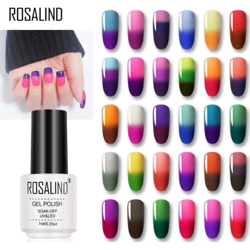 ROSALIND Gel Temperature Changing Color Gel Nail Polish Set All For Manicure UV &LED Lamp Gel Varnish Primer Design Nail Art