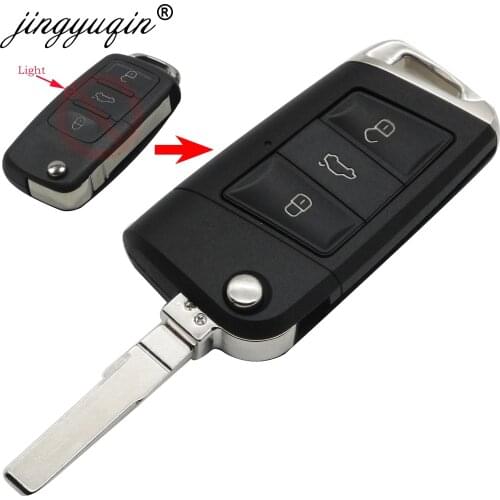 Jingyuqin 3 Buttons Folding Flip Remote Key Shell for Volkswagen VW Golf 7 Jetta Passat Beetle Polo Bora Uncut Blade
