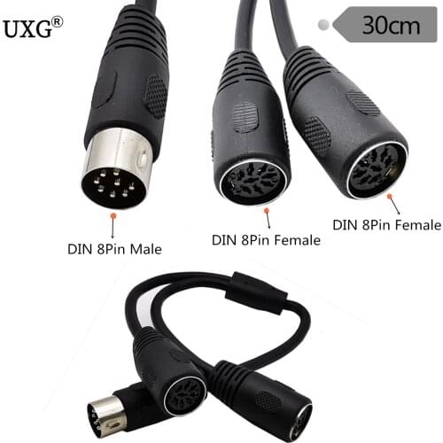 0.3m Din 8-Pins Male to 8Pin 2 Female Speaker Audio System Microphone Signal Control Splitter Cable