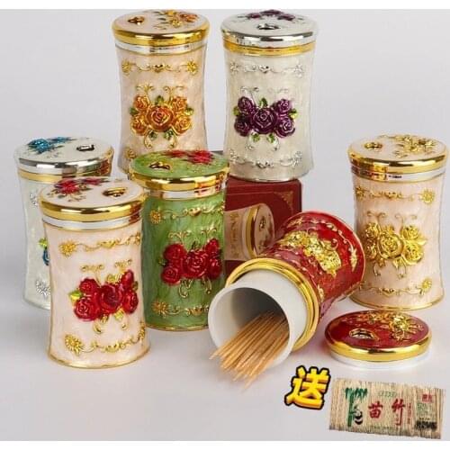 Creative PCs painting oil toothpick box household living room toothpick jar toothpick bottle plastic toothpick cartridge