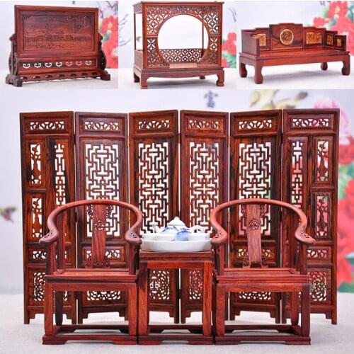 Chinese Craft Gift Antique Miniature Wooden Home DecorationSolid Wood Carving Table Decoration Model Toys For Kids