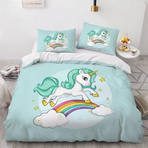 Classic 3D Bedding Set Duvet Cover Set Comforter King King Queen Double Single Size Unicorn Cartoon Design Custom Bedclothes