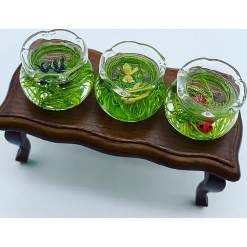 Dollhouse Miniature Glass Fish Tank Bowl Aquarium Doll House Home Ornament Toy For Dollhouse Decals New