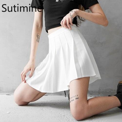 Summer Women Skirt Shorts Elastic High Waist Student White Pleated Skirt Women Cute Sweet Girls Dance Mini Skirts Kawaii Faldas