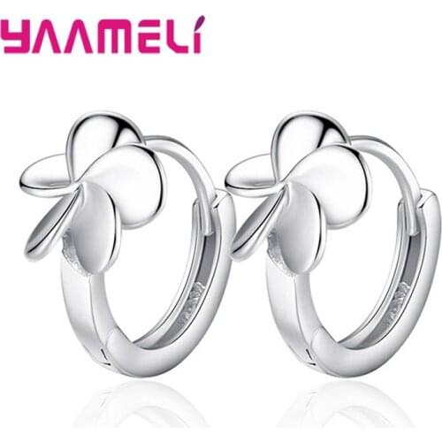 Top Brand 925 Sterling Silver Sweet Five Leaf Flowers Hoop Earrings For Women Ear Hoops Brincos Party Gifts