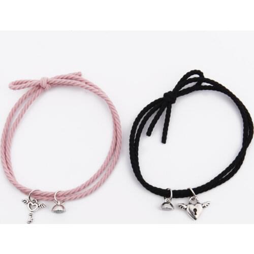 Lovers Lock Bracelet Magnet Attracting Rubber Band Bracelet Rubber Band Alloy Good Friend Adjustable Bracelet