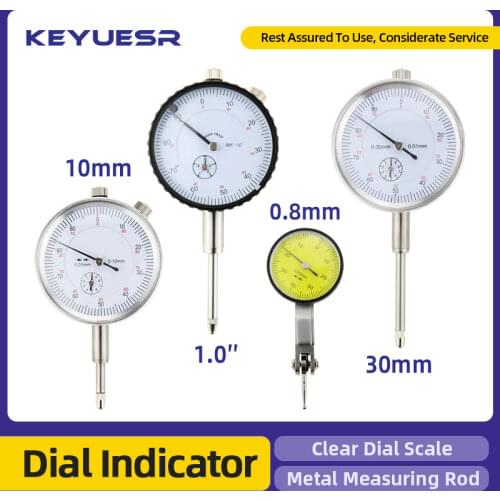 10/30/0.8mm Dial Indicator Hour Type Indicator Dial Gauge Micrometer Measuring Probes Magnetic Stand Woodworking Measuring Tools