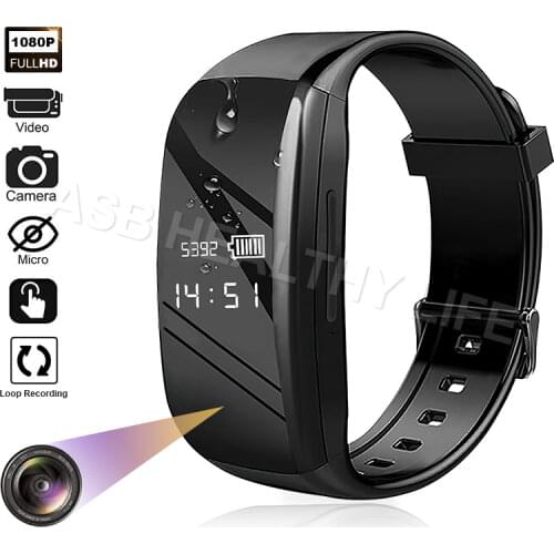 1080P HD Mini Camera Electronic Bracelet Portable Body Cam Video Photo Recording with Micro for Business Conference and Security