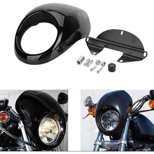 Motorcycle Black Front Headlight Fairing For Harley Dyna Sportster 1200 883 FX/XL 1973-UP